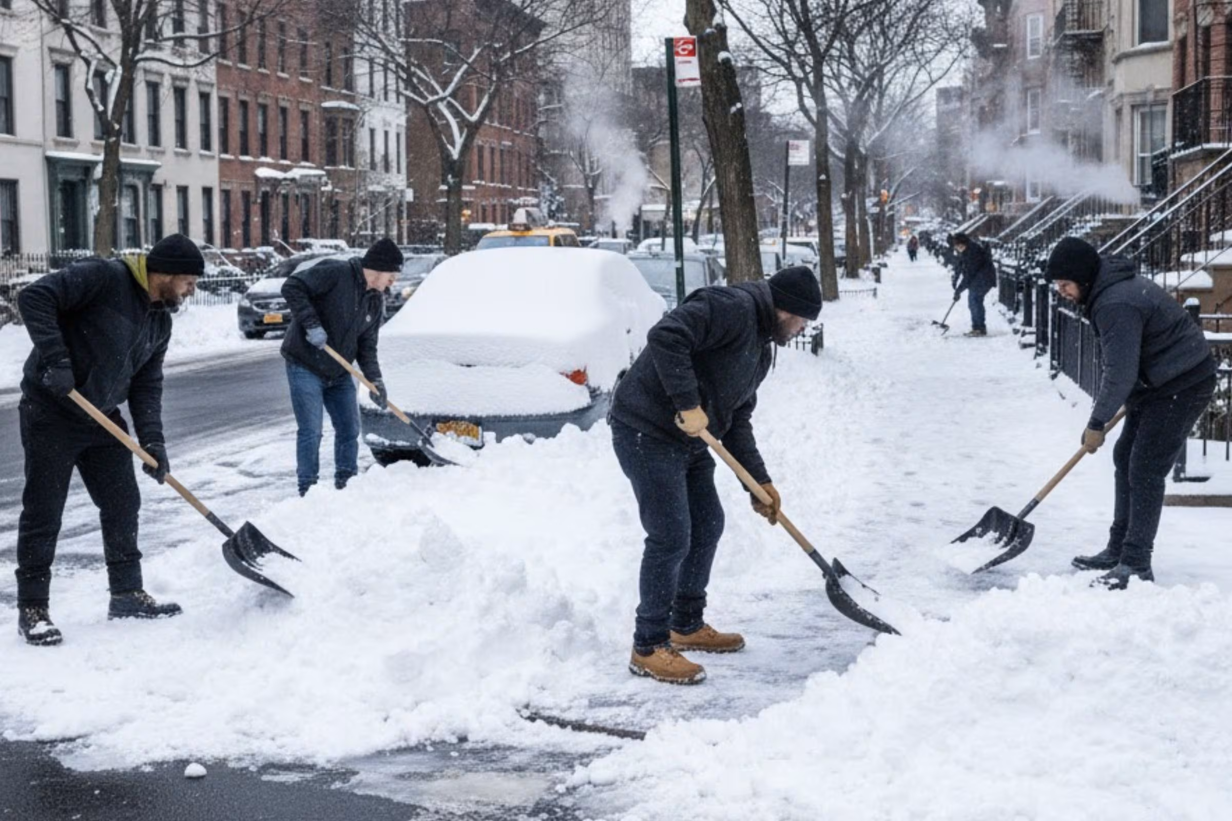 Trabajadores de limpieza de nieve